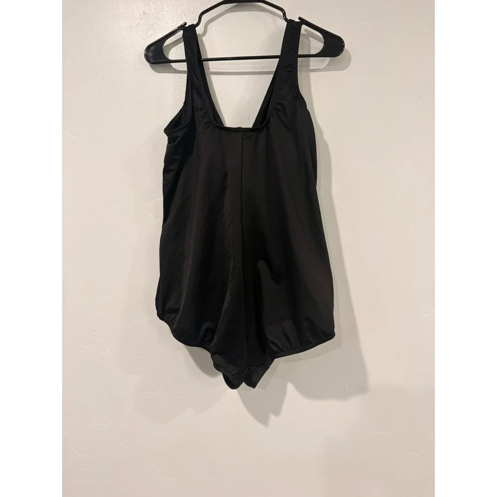Miraclesuit Womens Black Surplice Ruched One Piece Swimsuit Size 22W